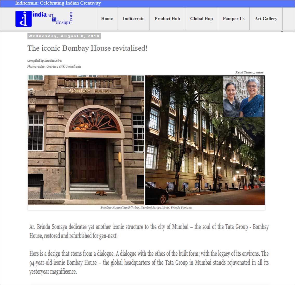 The iconic Bombay House revitalised!, India art n Design - August 2018